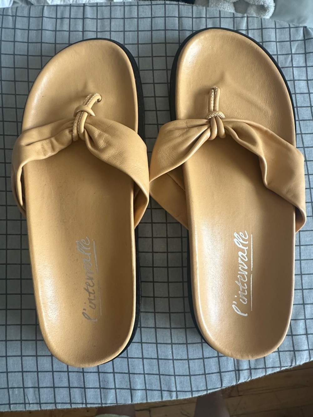 L'INTERVALLE Women's Tan Knot Slide Sandals